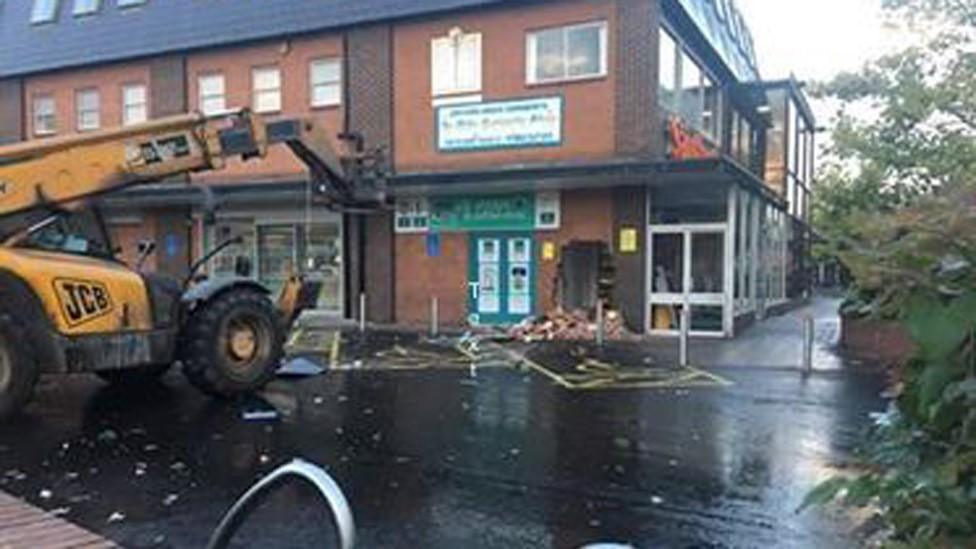 Telescopic handler at shop in Culcheth