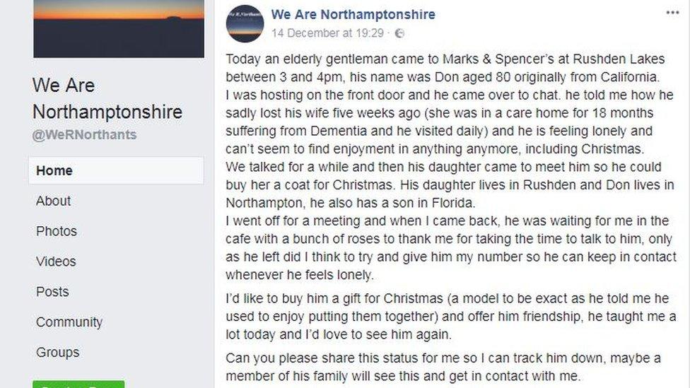 A post on the We Are Northamptonshire Facebook page.