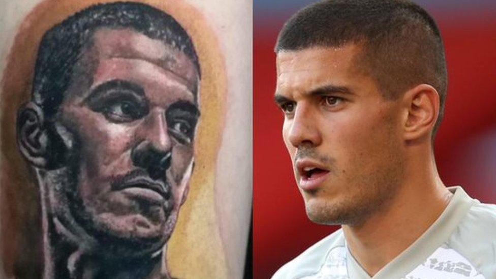 The tattoo of Conor Coady and Conor Coady