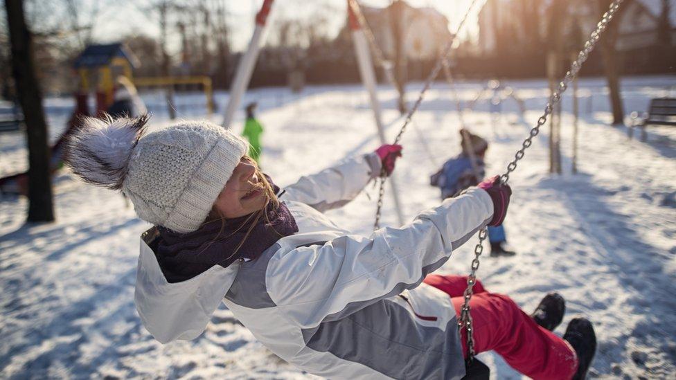 Children in a wintry park