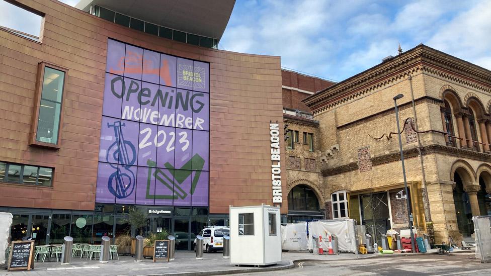 Exterior photo of Bristol Beacon near the end of its renovations