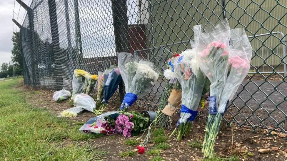 Floral tributes outside RAF Coningsby