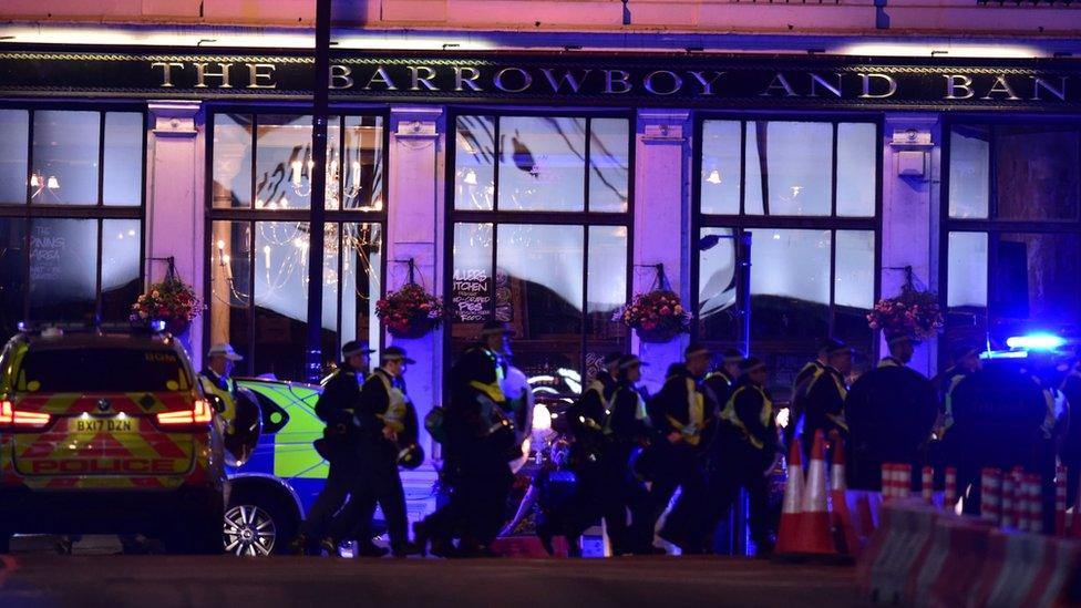 Armed police outside London Bridge pub