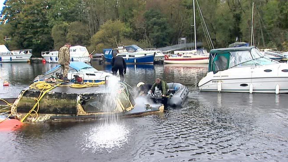 The Skylark was raised from the bed of the River Leven in Balloch