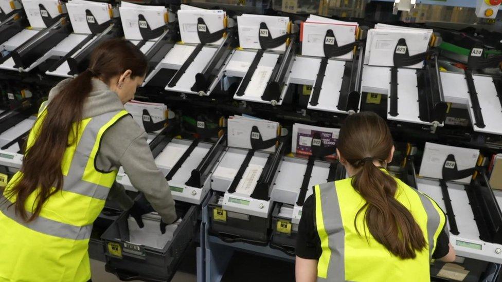 Workers at the Mount Pleasant Mail Centre in London