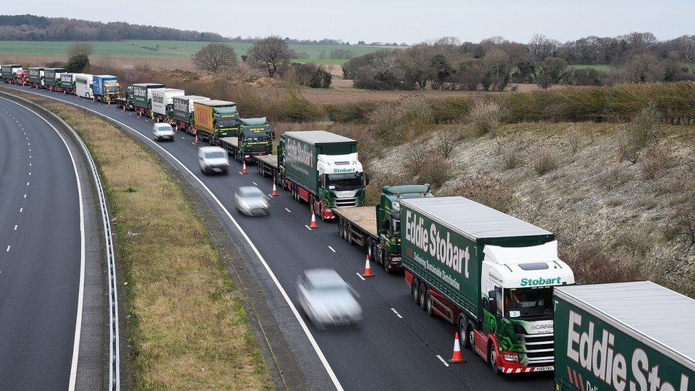 A traffic control system in place on the A256 as part of an Operation Brock trial in January