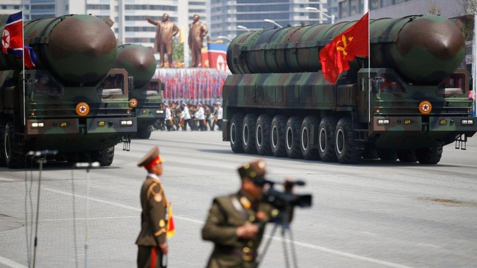 What appeared to be new intercontinental ballistic missiles were paraded on Saturday