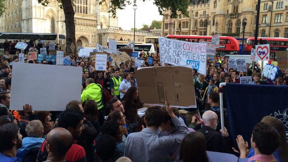 Junior doctors protest in Westminster