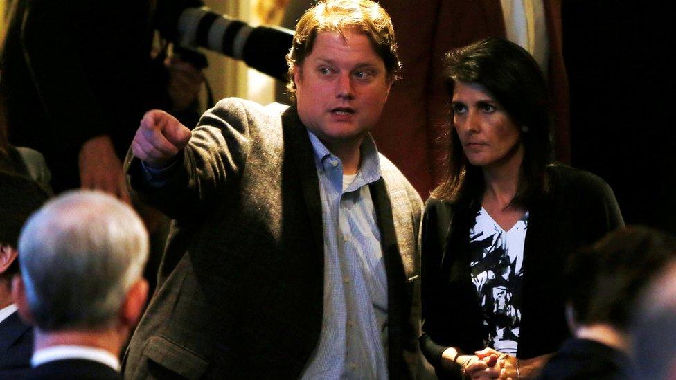 Republican South Carolina Governor Nikki Haley (R) stands off stage before delivering remarks at the Federalist Society 2016 National Lawyers Convention in Washington, U.S., November 18, 2016.