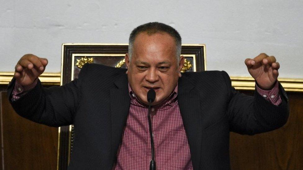 The president of the Venezuelan National Constituent Assembly Diosdado Cabello speaks during a session in Caracas on April 2, 2019.