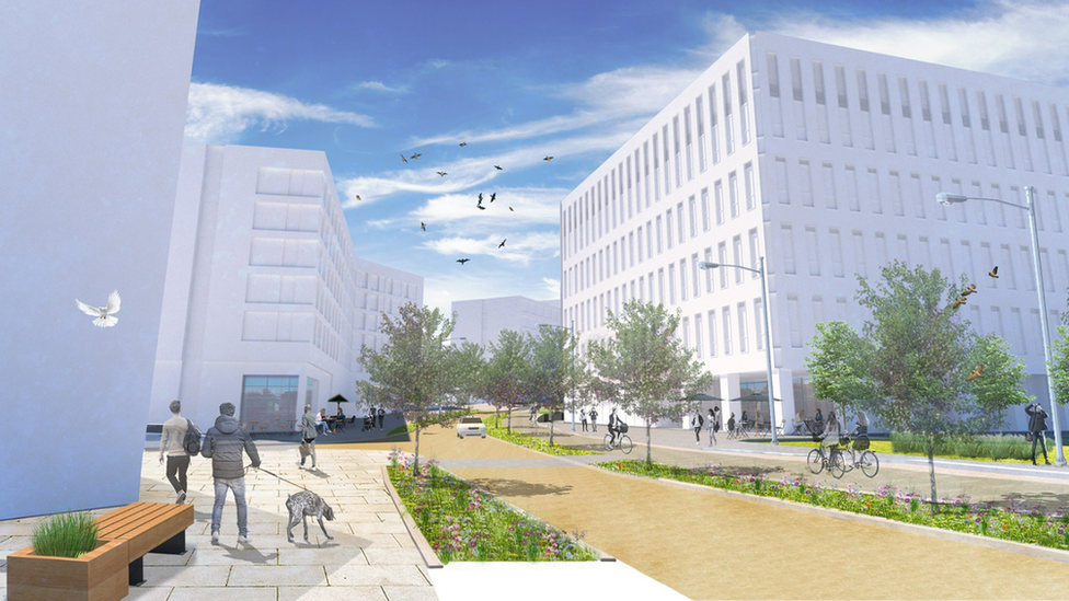 An artists impression of the Station Quarter development