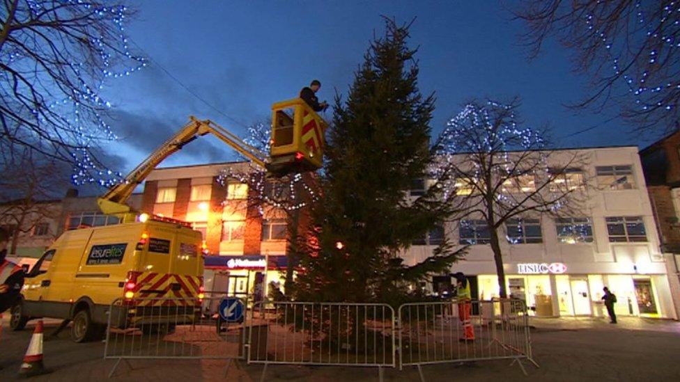 Christmas tree being removed