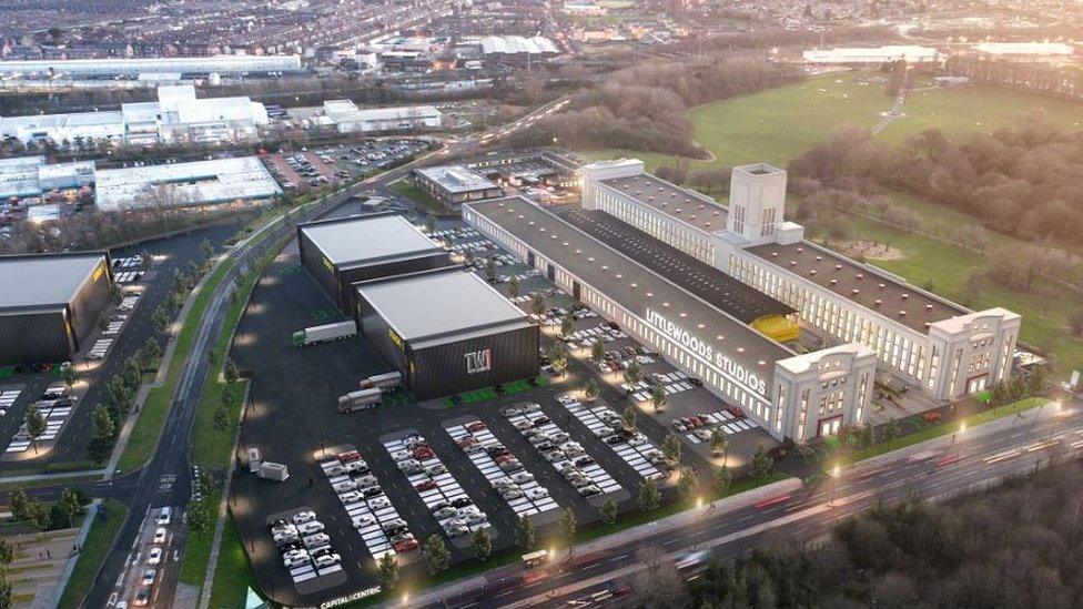 Aerial view of proposed Littlewoods Studios