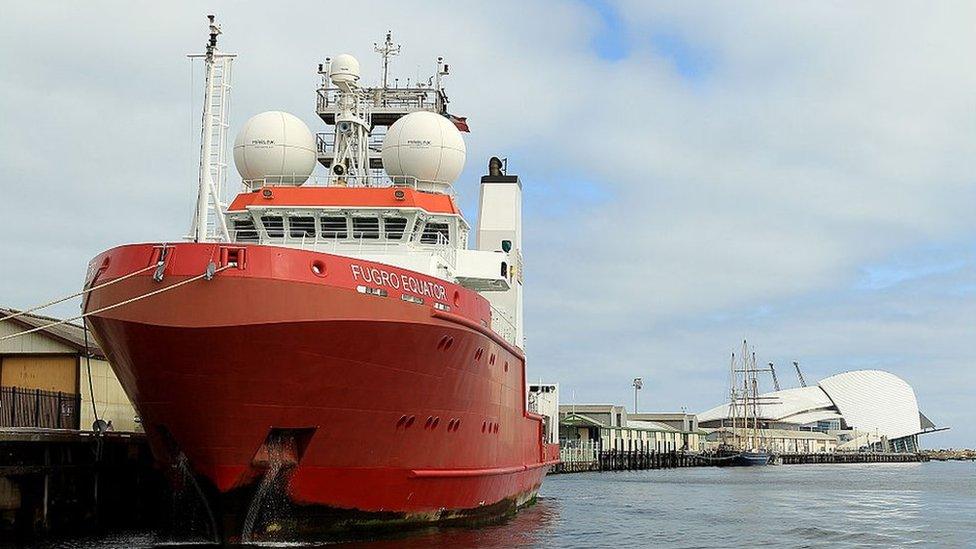 The 'Fugro Equator' returns to Fremantle Harbour for resupply on 12 August 2015 in Fremantle, Australia.