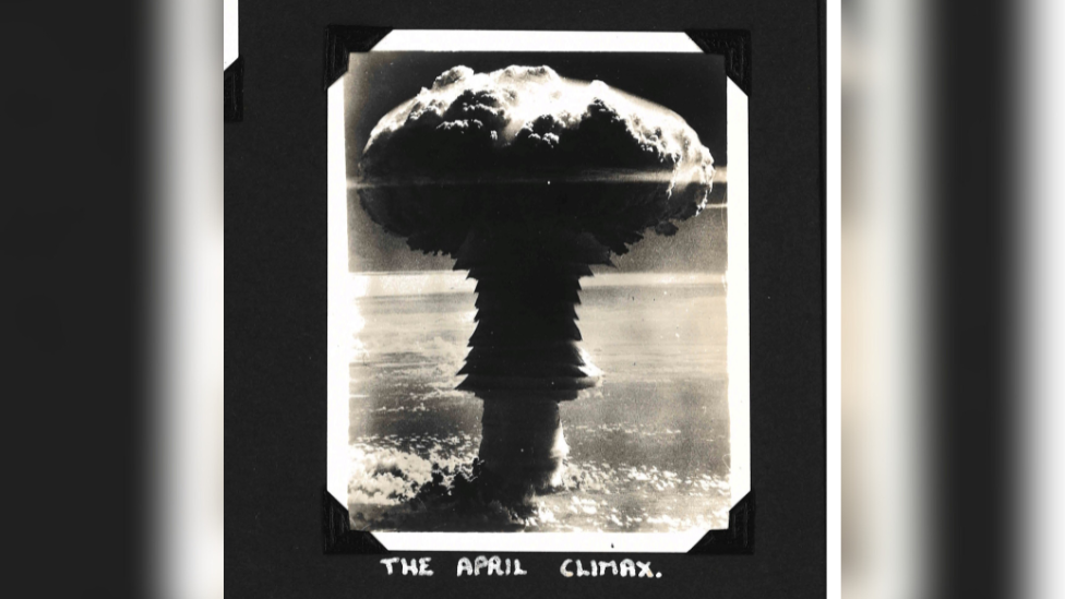 A mushroom cloud from an explosion