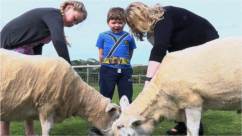 Finley Hesketh with his family in the Isle of Man