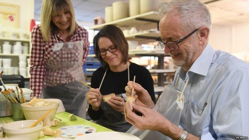 Jeremy Corbyn during a visit to Stoke