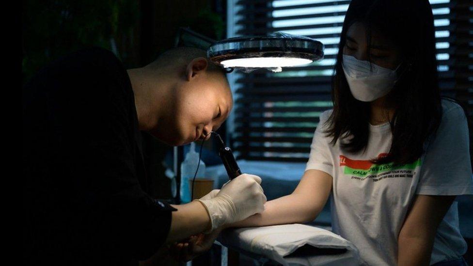 tattooist Doy at his studio in Seoul