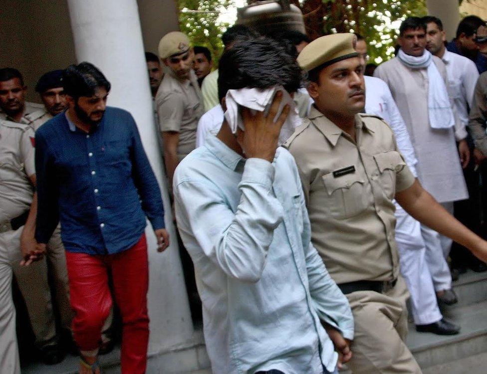 Accused in the gang rape case. Accused in alleged gang rape case being taken to a court at Rohtak on Wednesday. July 20, 2016: