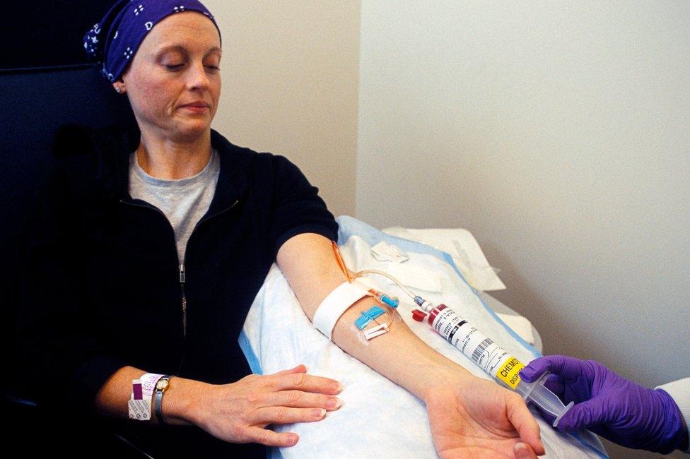 Woman getting chemotherapy