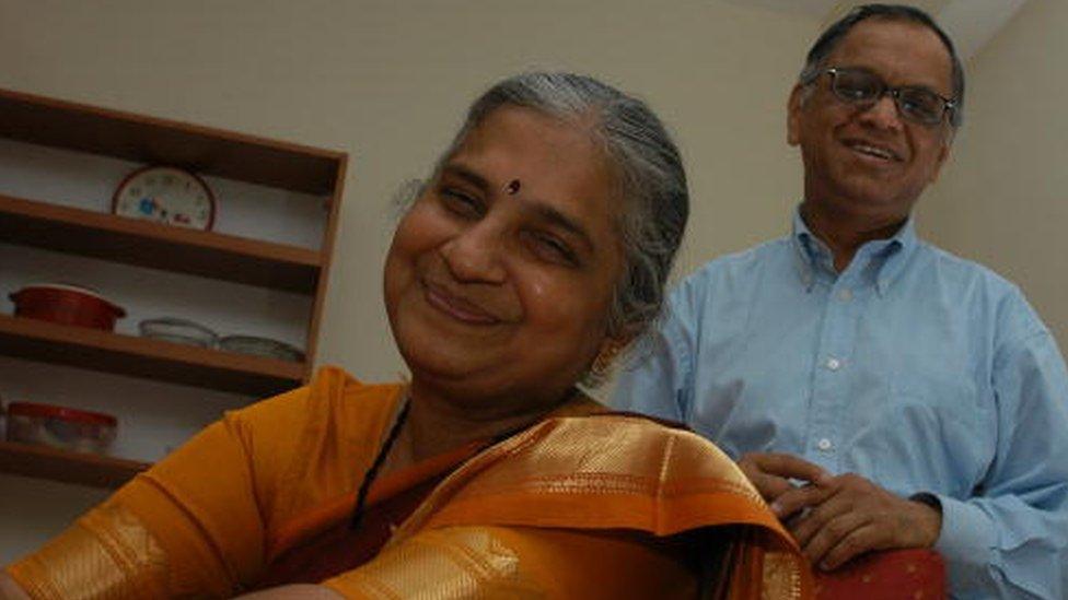 Sudha Murty with her husband Narayana Murthy