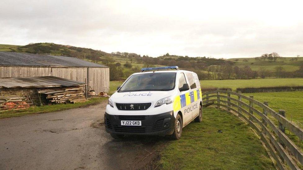 Police vehicle near the River Esk