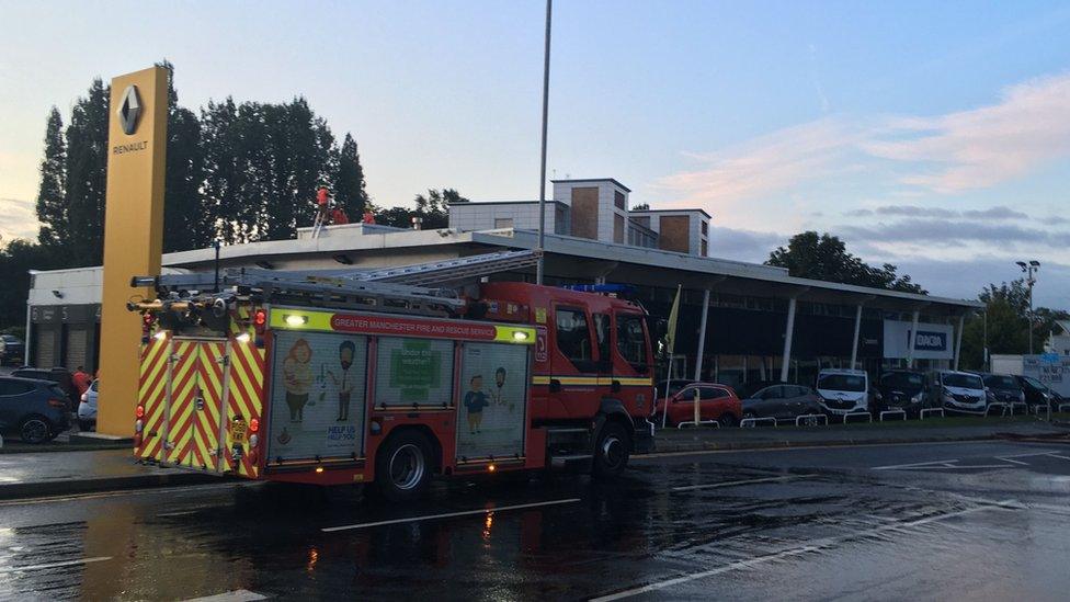 Fire engine at the scene of the fire