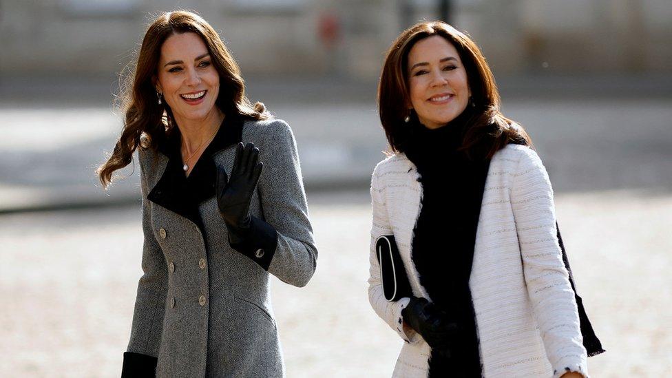 The Duchess of Cambridge with Crown Princess Mary of Denmark