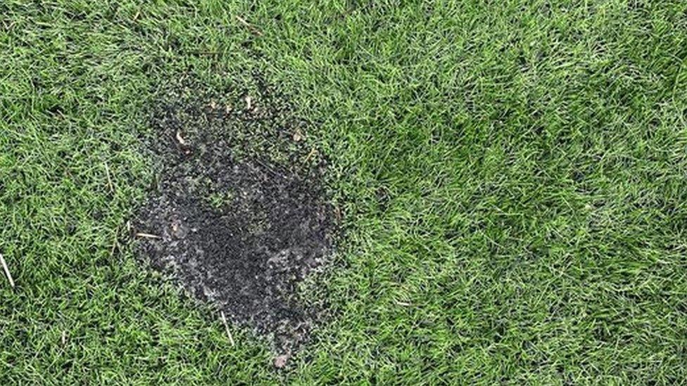 Damage to pitch at The Bowl