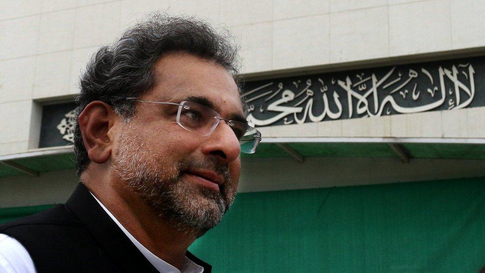 Shahid Khaqan Abbasi leaves after submitting his nomination paper at the National Assembly (lower house of the parliament) in Islamabad, Pakistan, 31 July 2017