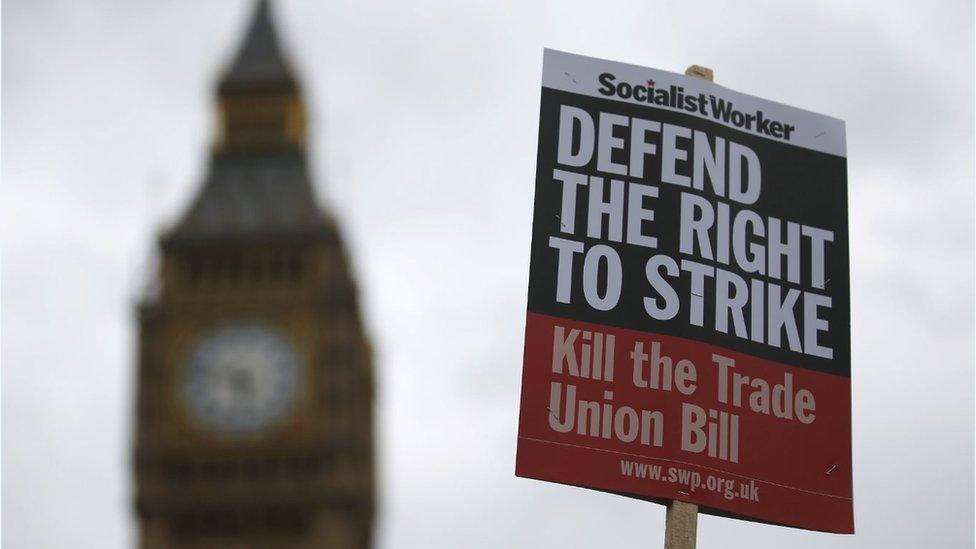 Placard protesting against Trade Union Bill