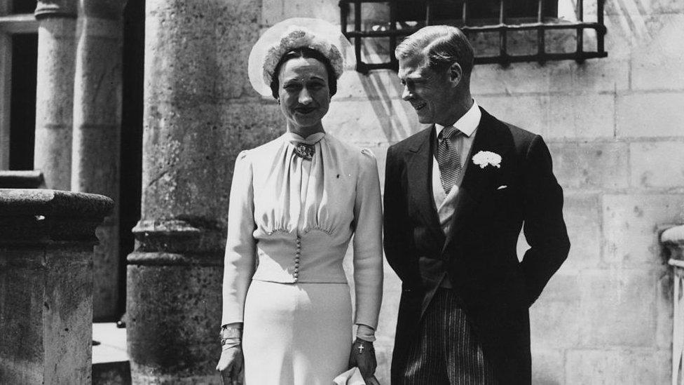 The Duke of Winsdor (1894 - 1972) marries Wallis Warfield Simpson.
