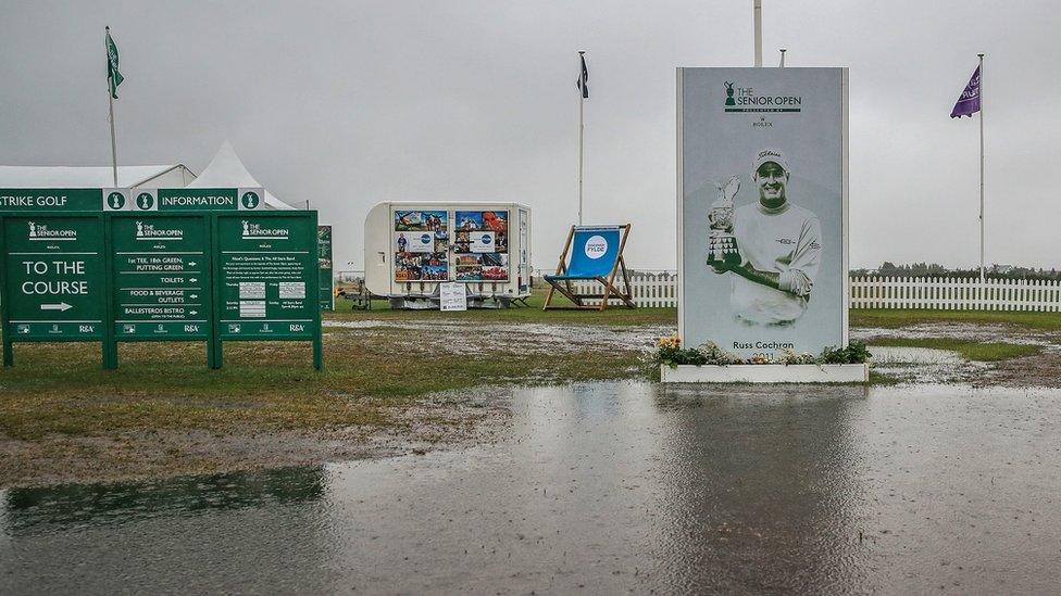 A rain soaked Royal Lytham Golf Course on the final day of the Senior Open