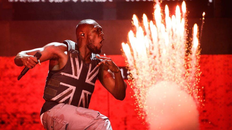 Stormzy on stage at Glastonbury