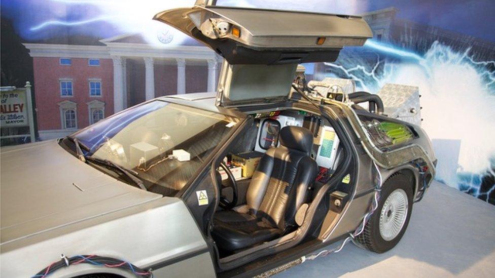 A DeLorean on display at the Mr Cardoen's automobile museum