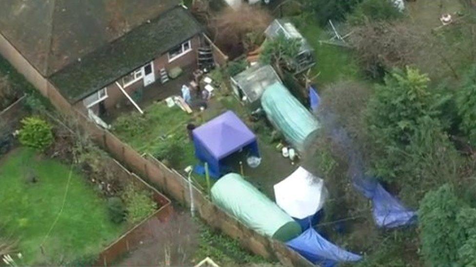 Aerial view of the police investigation