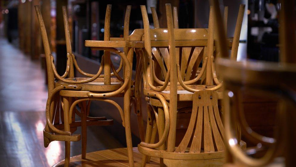 Chair on top of table in venue