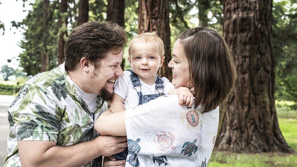 Frances Bell with husband Jon and son Harry