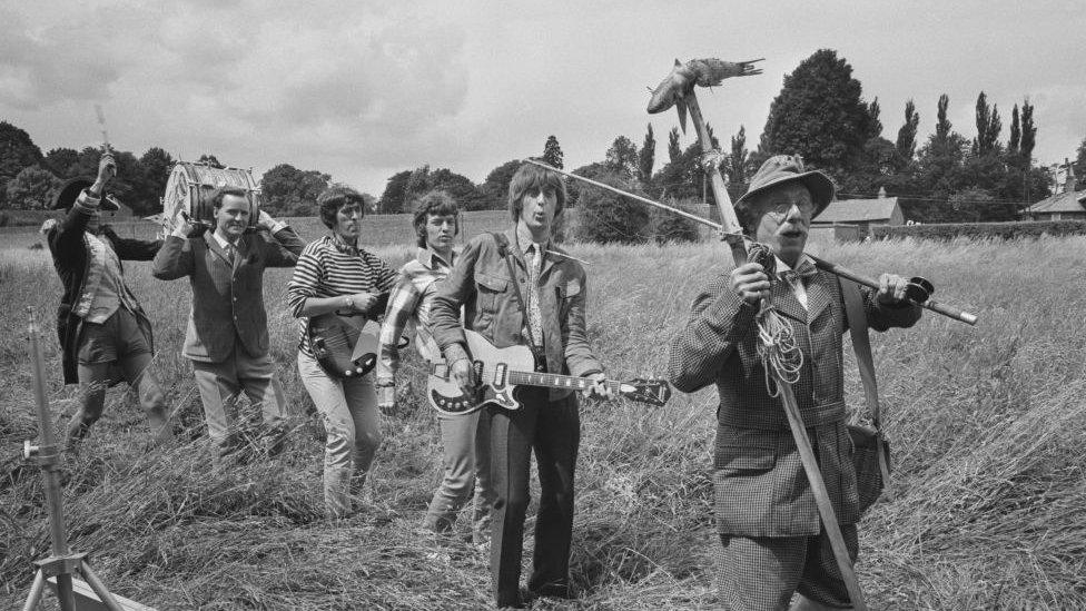 The Spencer Davis Group - and Nicholas Parsons - in their 1966 comedy musical The Ghost Goes Gear