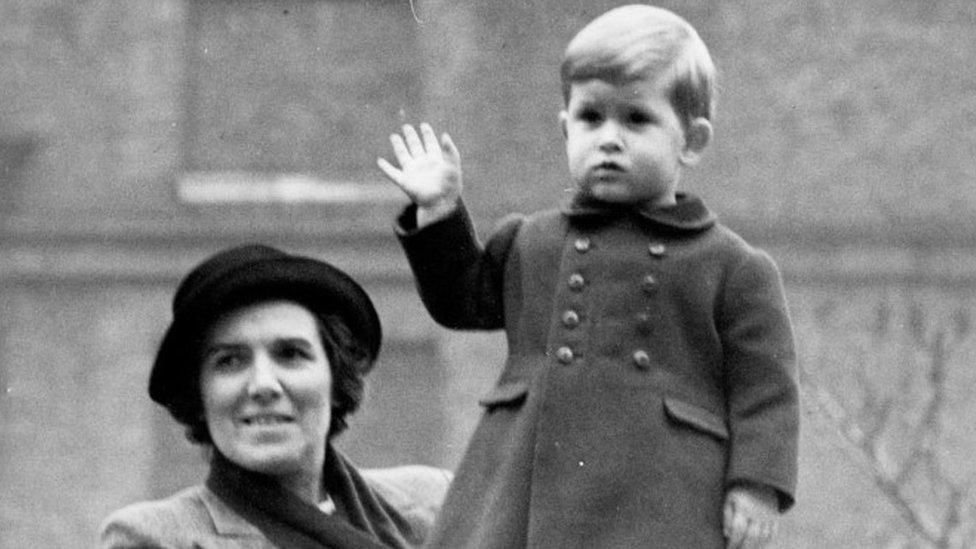 Charles watching the state opening procession in 1950