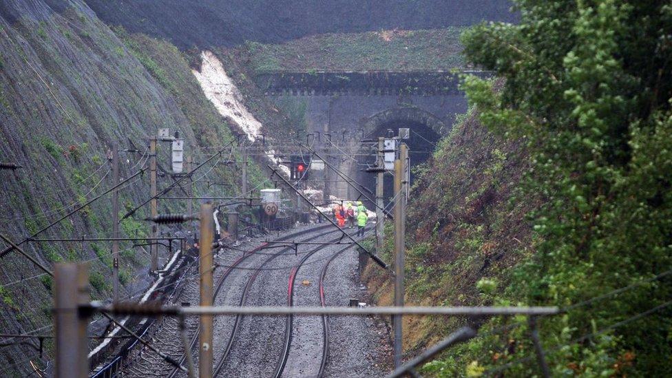 Landslide on railway line near Watford