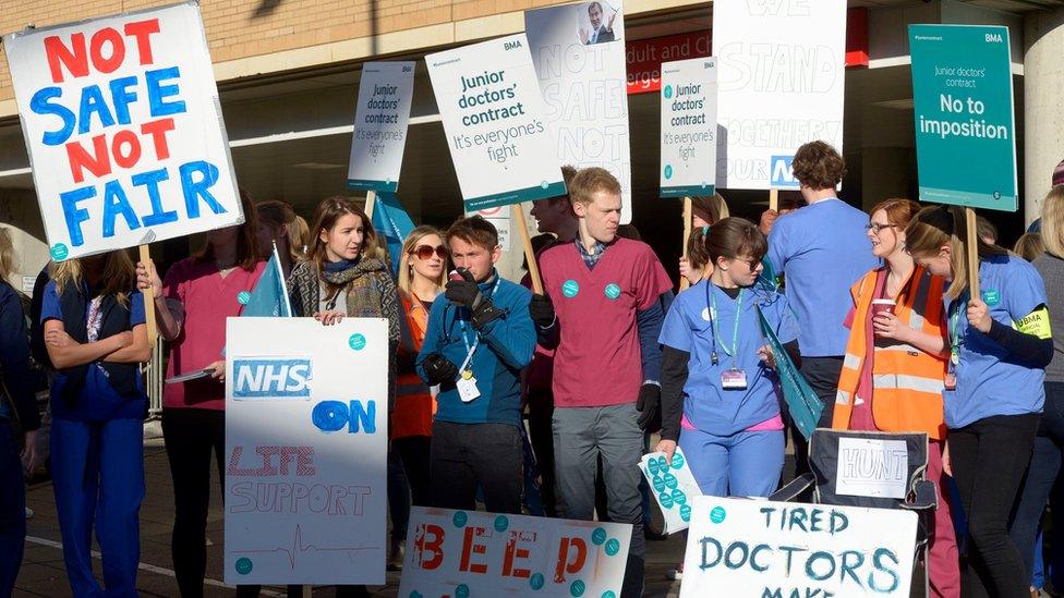 A picket line outside Bristol Royal Infirmary