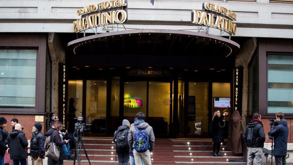 Hotel Palatino front in Milan