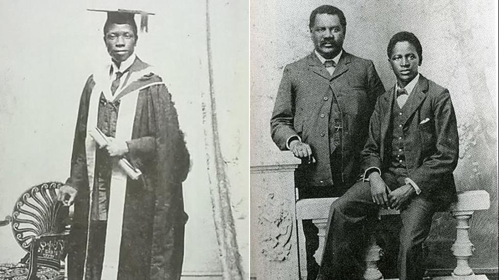 Dr Lapado Oluwole, Nigeria's first Medical Officer for Health, and Davidson Don Tengo Jabavu (with his father John Tengo Jabavu), who set up Fort Hare College