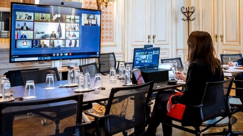 Belgian Prime Minister Sophie Wilmès takes part in the EU leaders' meeting