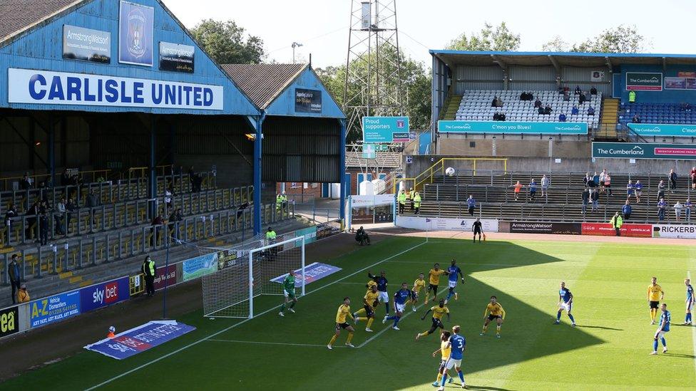 Carlisle v Southend in September, with 1,000 home fans in attendance