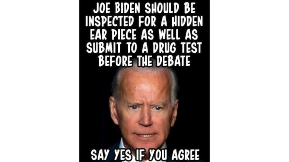 Meme of Biden about secret earpiece