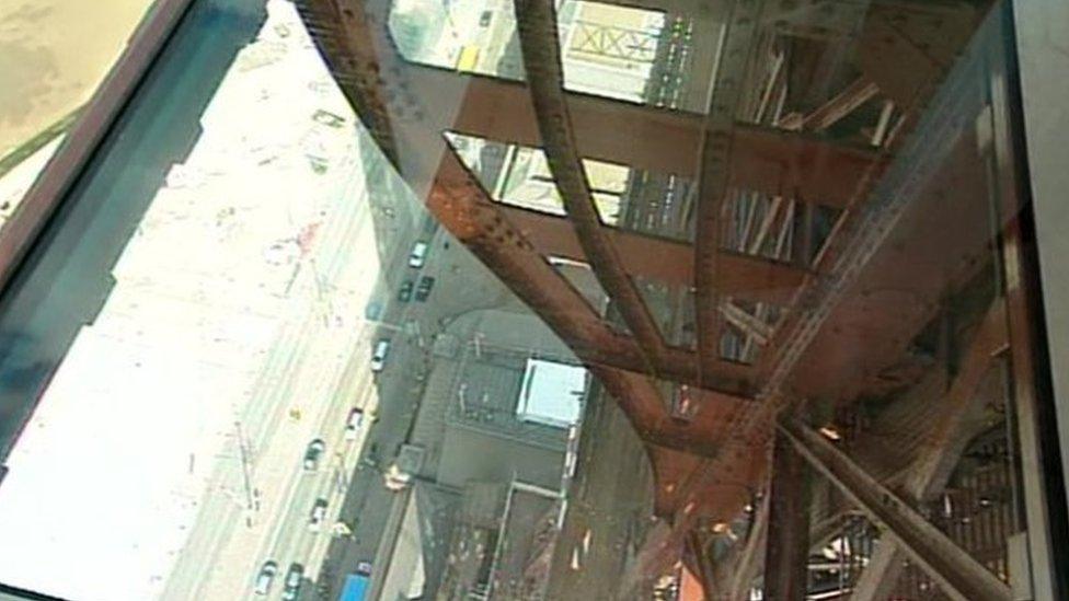 Glass skywalk at top of Blackpool Tower