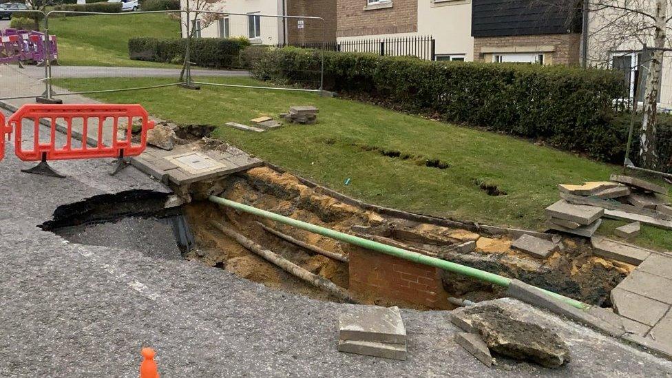 Sinkhole in residential street in Norwich