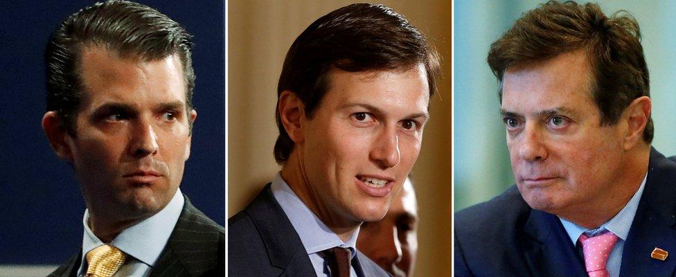 Donald Trump Jr. from July 11, 2017, Jared Kushner from June 6, 2017 and Paul Manafort from 17 august 2016